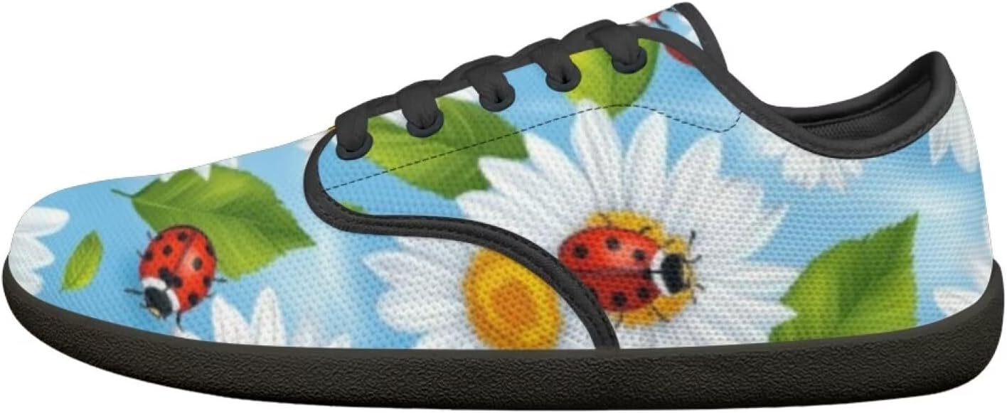 

Кроссовки Binienty Barefoot для женщин и мужчин, унисекс, без шнурков, для тенниса, ходьбы, походов и кемпинга, Ladybug Daisy