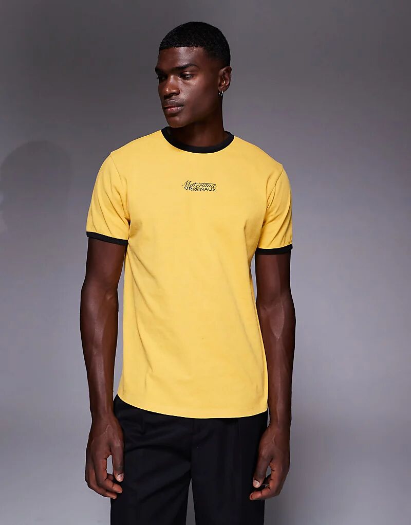 

Футболка ASOS DESIGN с надписью и графическим принтом, плотная, желтого цвета