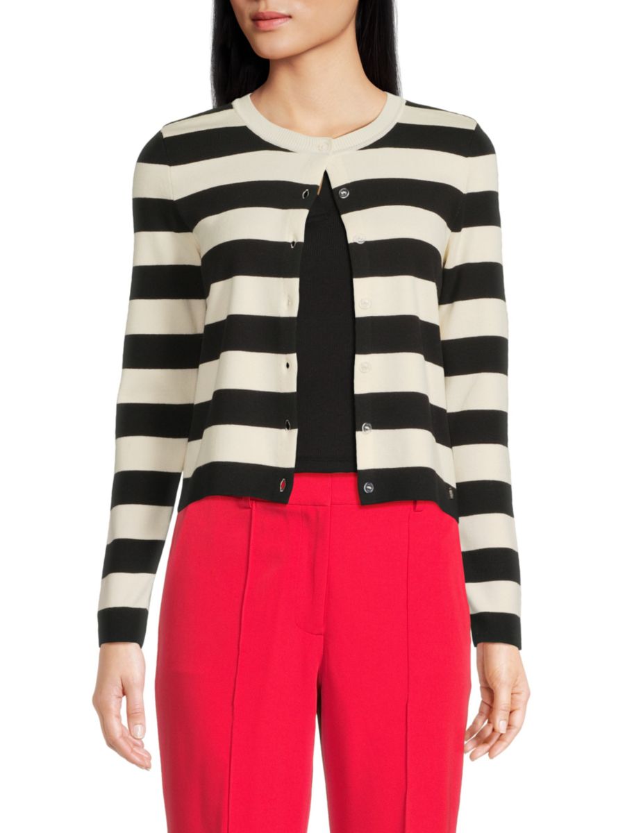 

Укороченный кардиган в полоску DKNY, цвет Black Multicolor