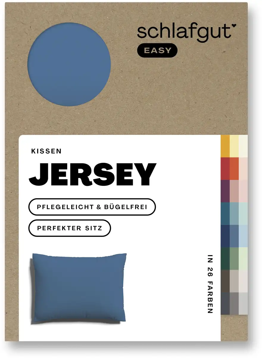 

Наволочка Schlafgut "EASY Jersey", (1 шт.), наволочка на молнии, мягкая и впитывающая, наволочка 70х90 см, синий