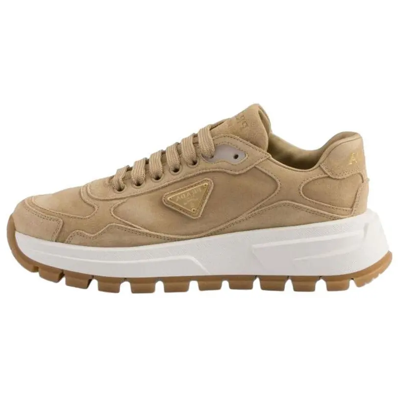 PRAX 01 Suede Low top Casual Shoes Women's Umber PRADA, коричневый