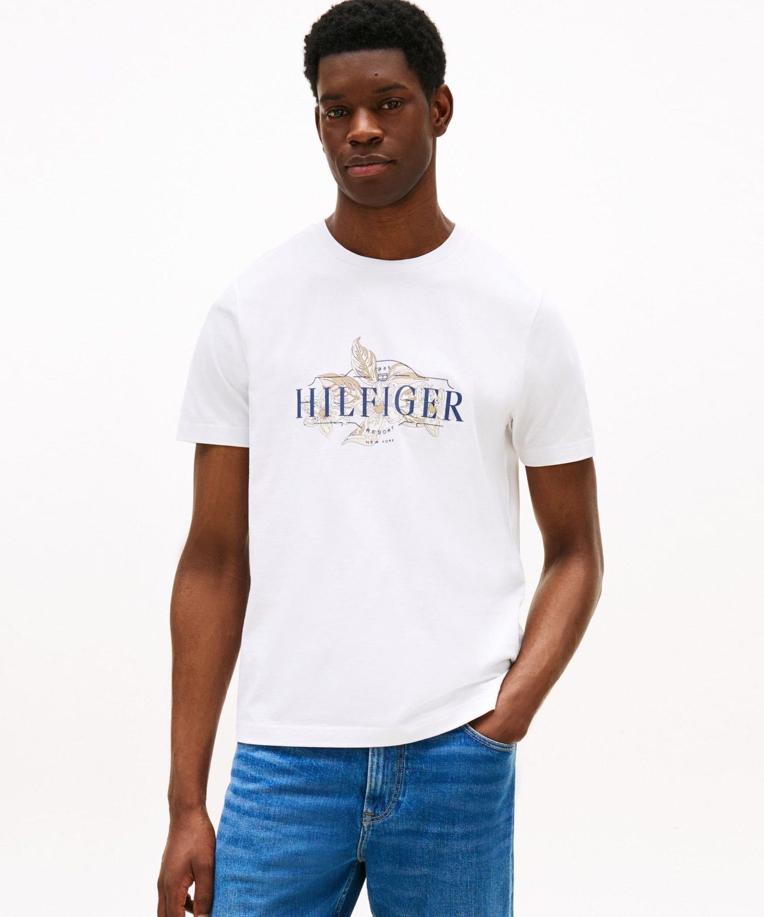 Футболка Hilfiger с тропическим цветочным принтом TOMMY HILFIGER, White YBR