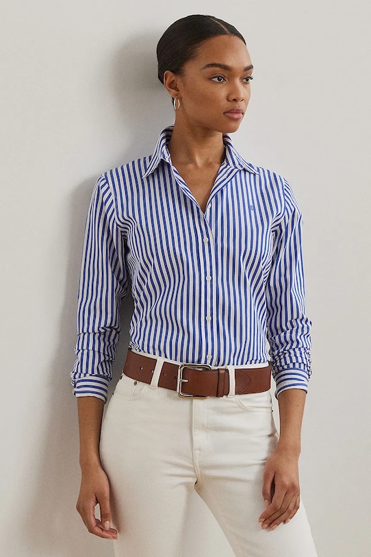 

Хлопковая рубашка Lauren Ralph Lauren, синий