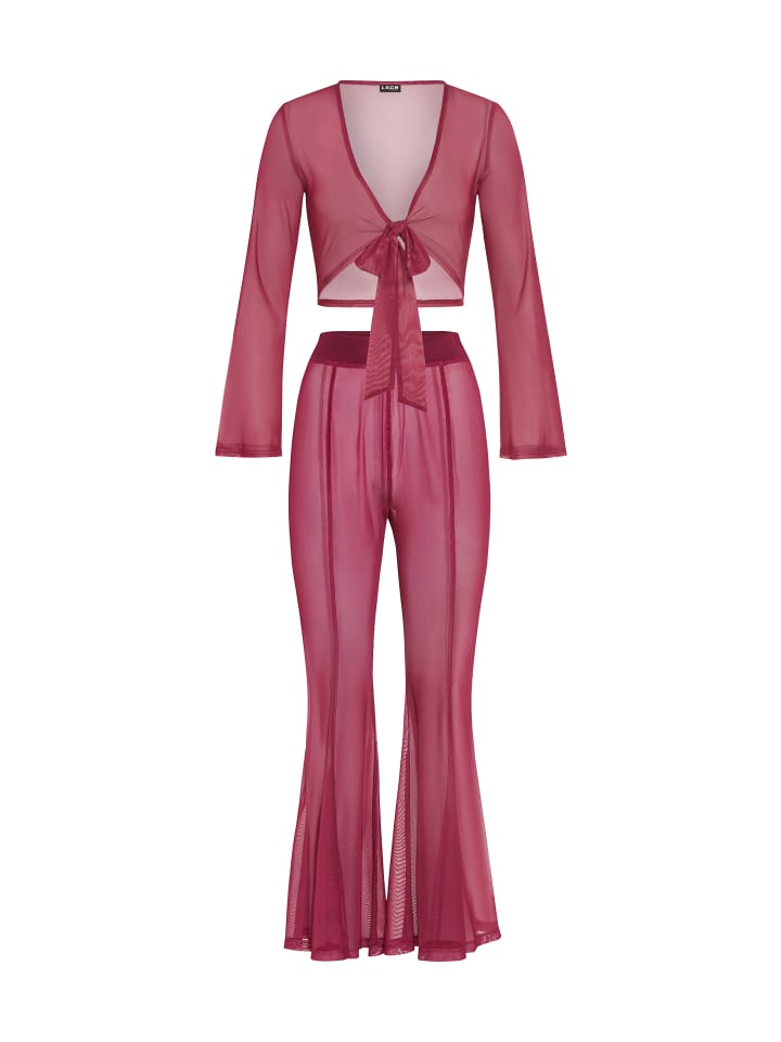 

Рубашка с длинными рукавами темно-ягодного цвета LSCN BY LASCANA