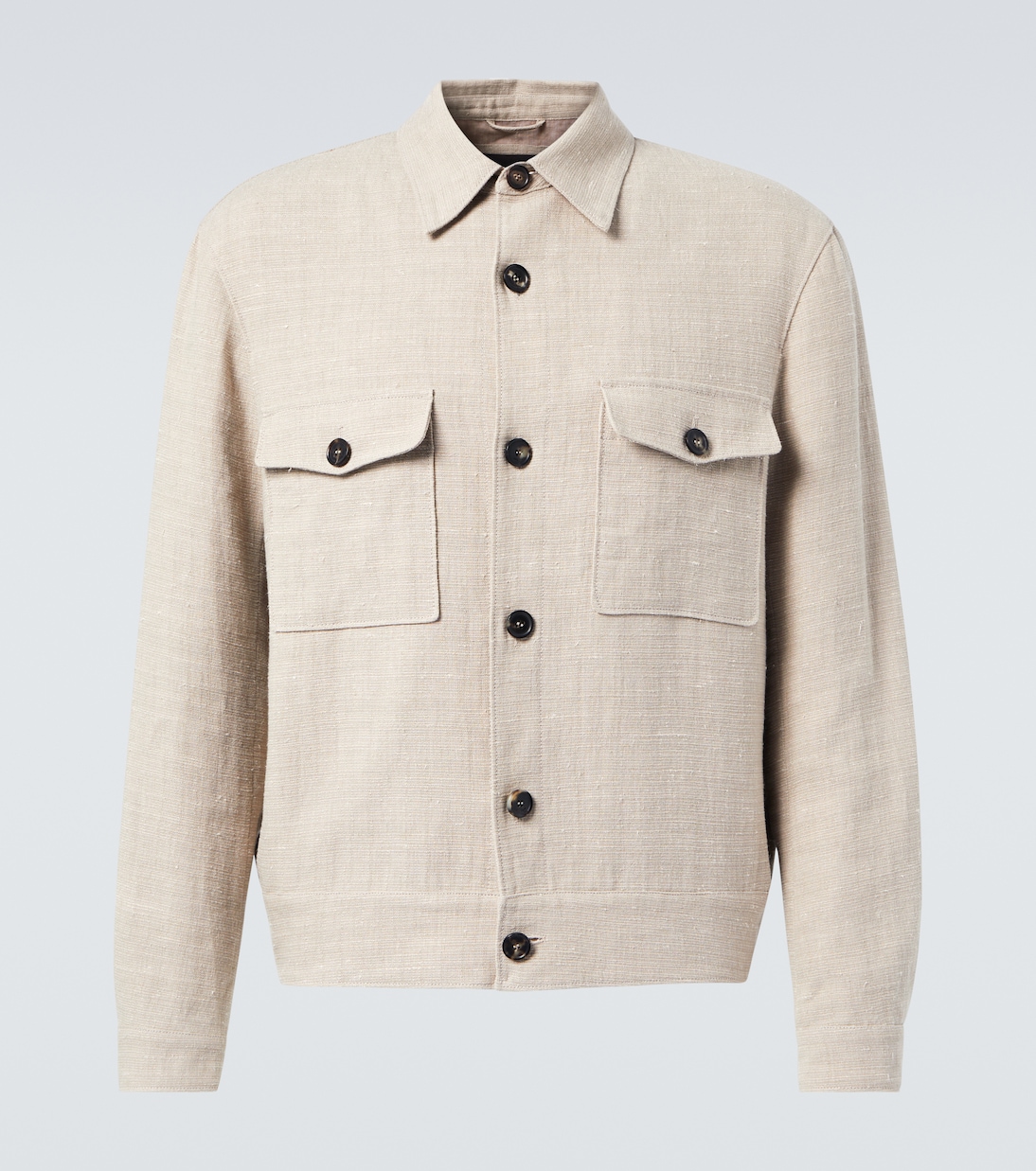 

Клем лен и шелк блузон из канваса Loro Piana, Light Stone