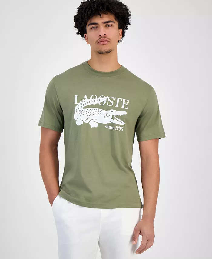 

Мужская футболка классического кроя с логотипом крокодила Lacoste, зеленый