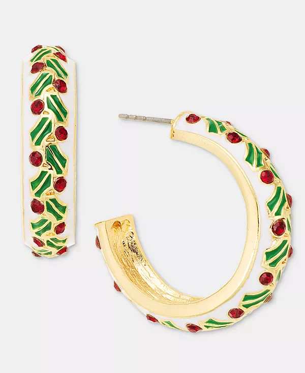 

Серьги-Кольца с омелой паве, 1,1 дюйма, эксклюзивно в Macy's Holiday Lane, multi