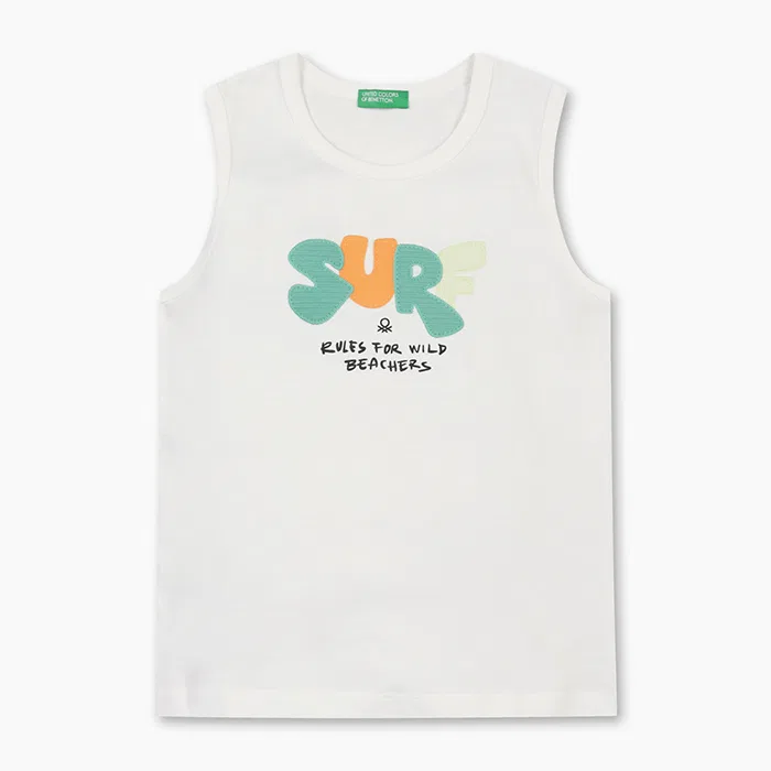 Детская летняя майка белого цвета от Benetton Kids