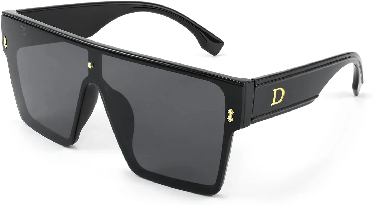 

Солнцезащитные очки Karsaer Chic Oversized Square для женщин и мужчин, цельные, с плоской верхней частью, большие, унисекс, K7110, Bright Black/Grey Lens