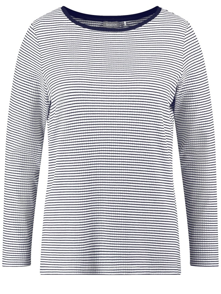 

Лонгслив SAMOON T-Shirt Langarm Rundhals, цвет Dark Lake Blue Ringel