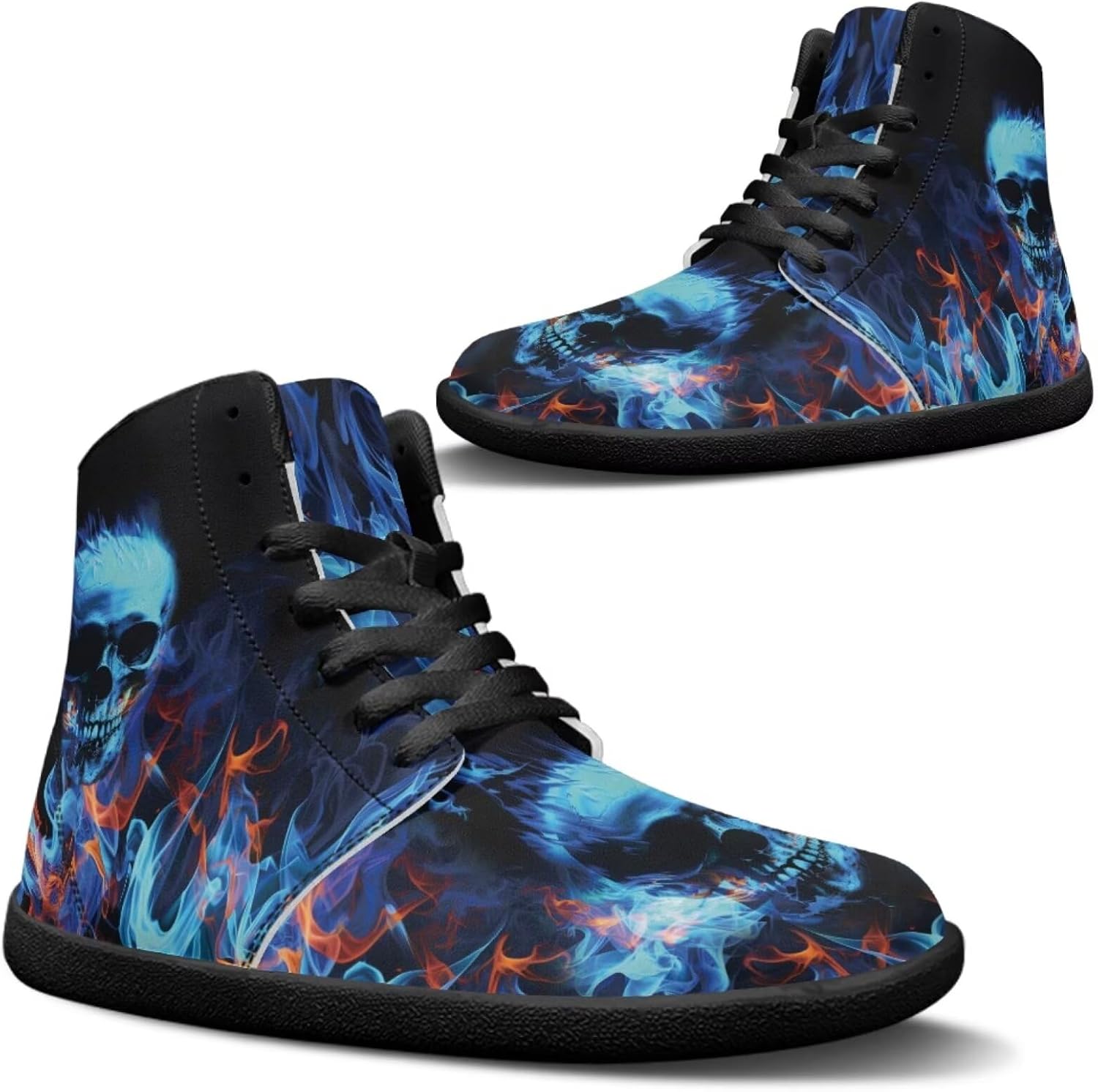 

Кроссовки Binienty для мужчин и женщин с высокой посадкой, без носка, на шнуровке, из искусственной кожи, противоскользящие, синий/оранжевый