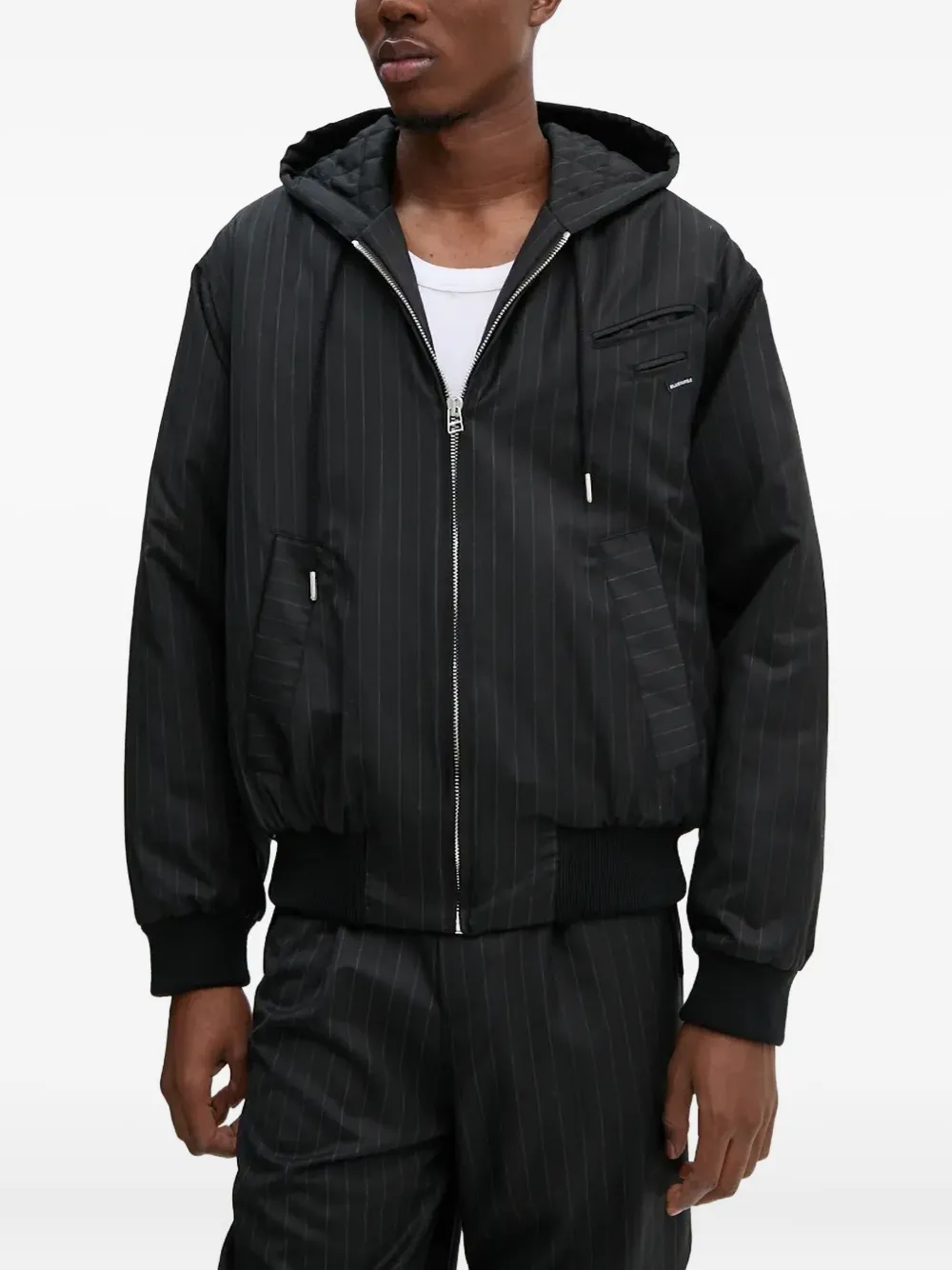 

Куртка в тонкую полоску с капюшоном BLUEMARBLE, серый