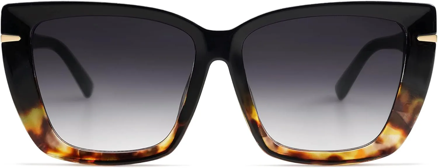 

Большие солнцезащитные очки SOJOS в стиле «кошачий глаз» для женщин, модные дизайнерские очки больших размеров в стиле 70-х SJ2231, Black & Tortoise/Grey