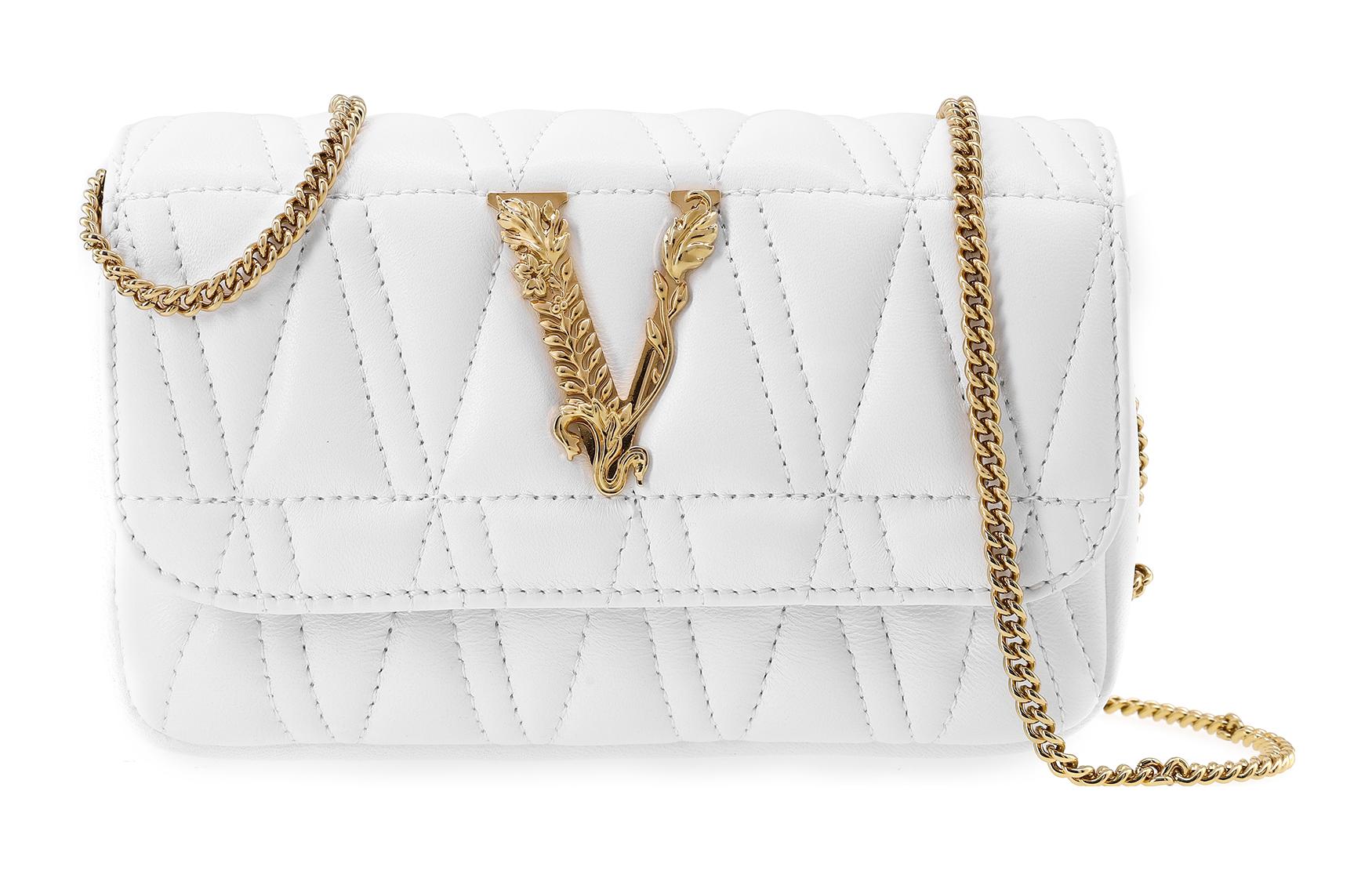 

VERSACE Клатч из овчины, сумка через плечо, стандартная женская, белого цвета