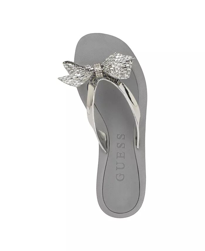 Женские сандалии Tata Eva Fashion с бантом GUESS, серебряный — фото 4