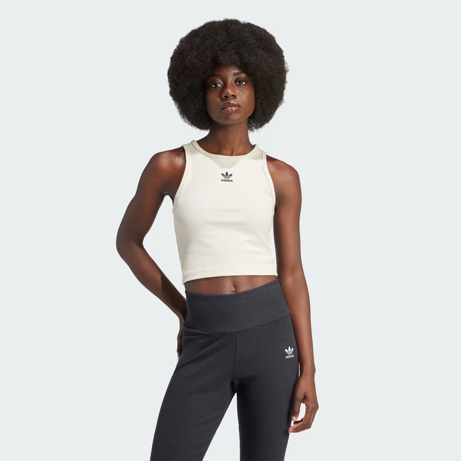 

Майка Essentials в рубчик Adidas, цвет Wonder White