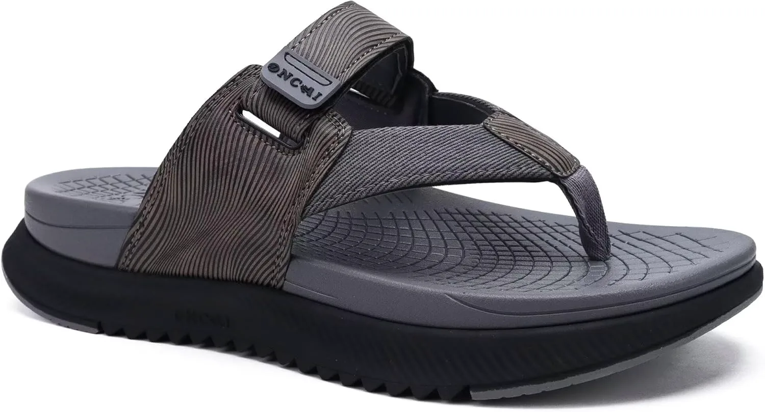 

Мужские ортопедические вьетнамки ONCAI, мужские прогулочные сандалии с поддержкой свода стопы, спортивные восстановительные сандалии для мужчин, размер 7-14, серый/черный