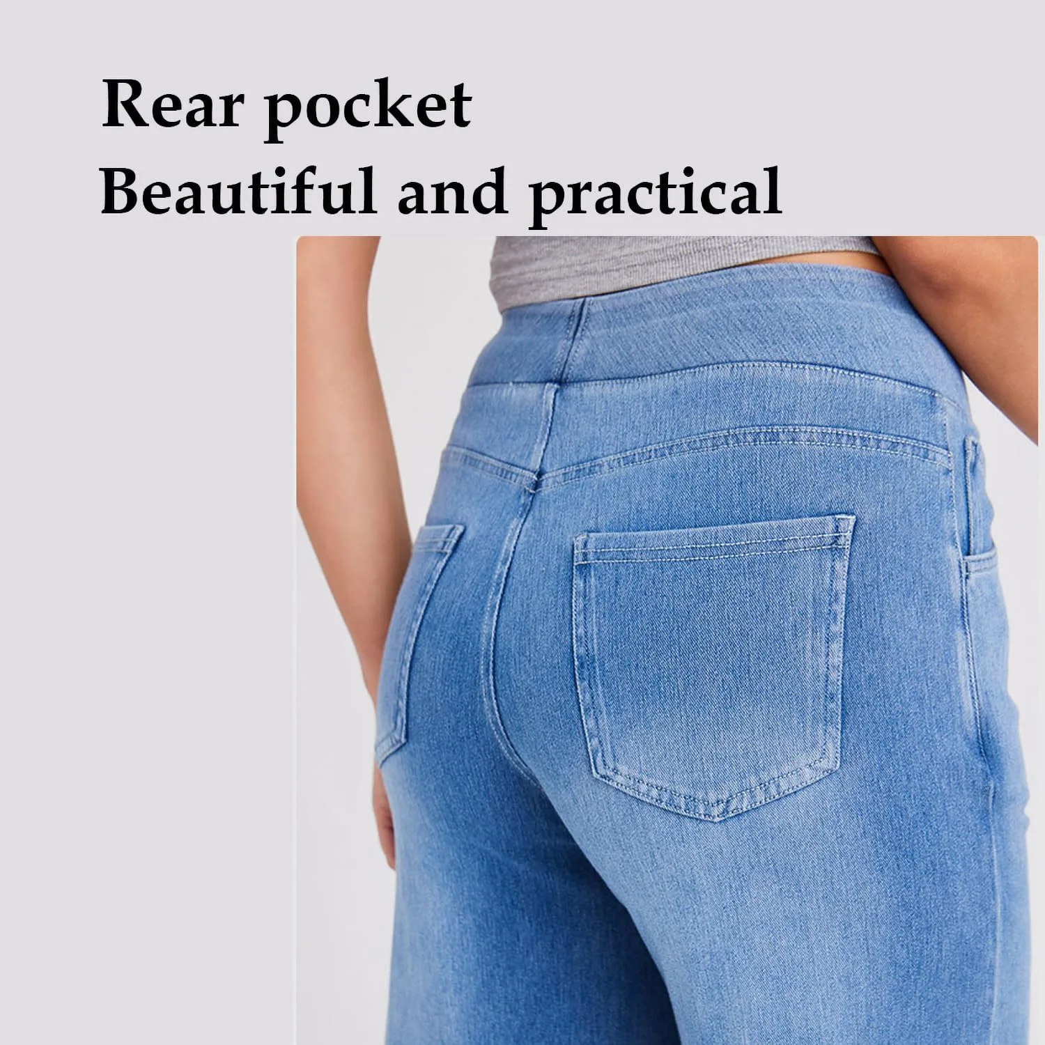 Широкие джинсы женские High Waisted Stretchy Straight Casual Baggy — фото 3