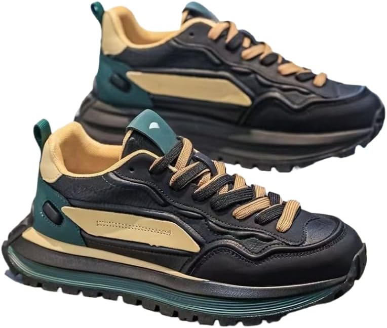 

Мужские низкие кроссовки Hhhchpm: Прочные повседневные туфли на шнуровке с толстой подошвой, подходят для улицы и повседневной носки, черный