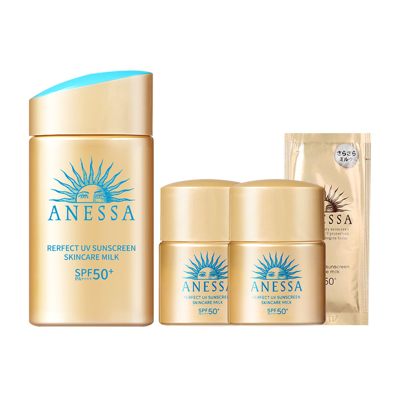 

ANESSA Маленький флакон солнцезащитного лосьона golden, защита от ультрафиолета, waterproof и sweatproof, SPF50+, 60 мл + 12 мл*2 + 4 мл