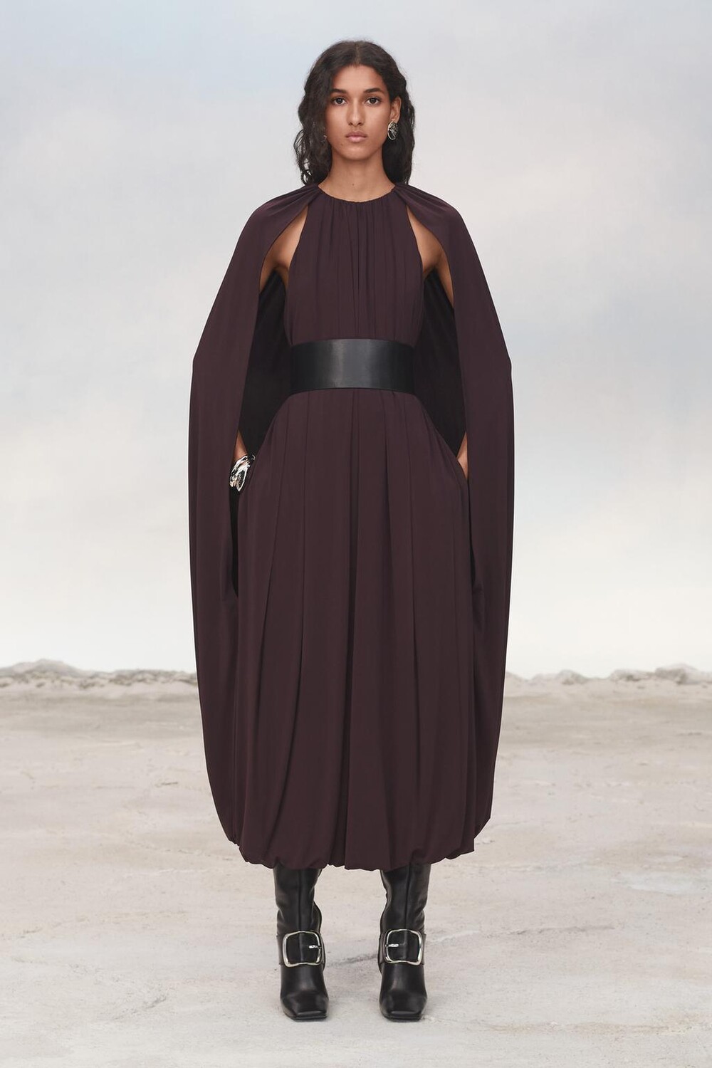 

Платье-накидка с поясом ZARA, цвет aubergine