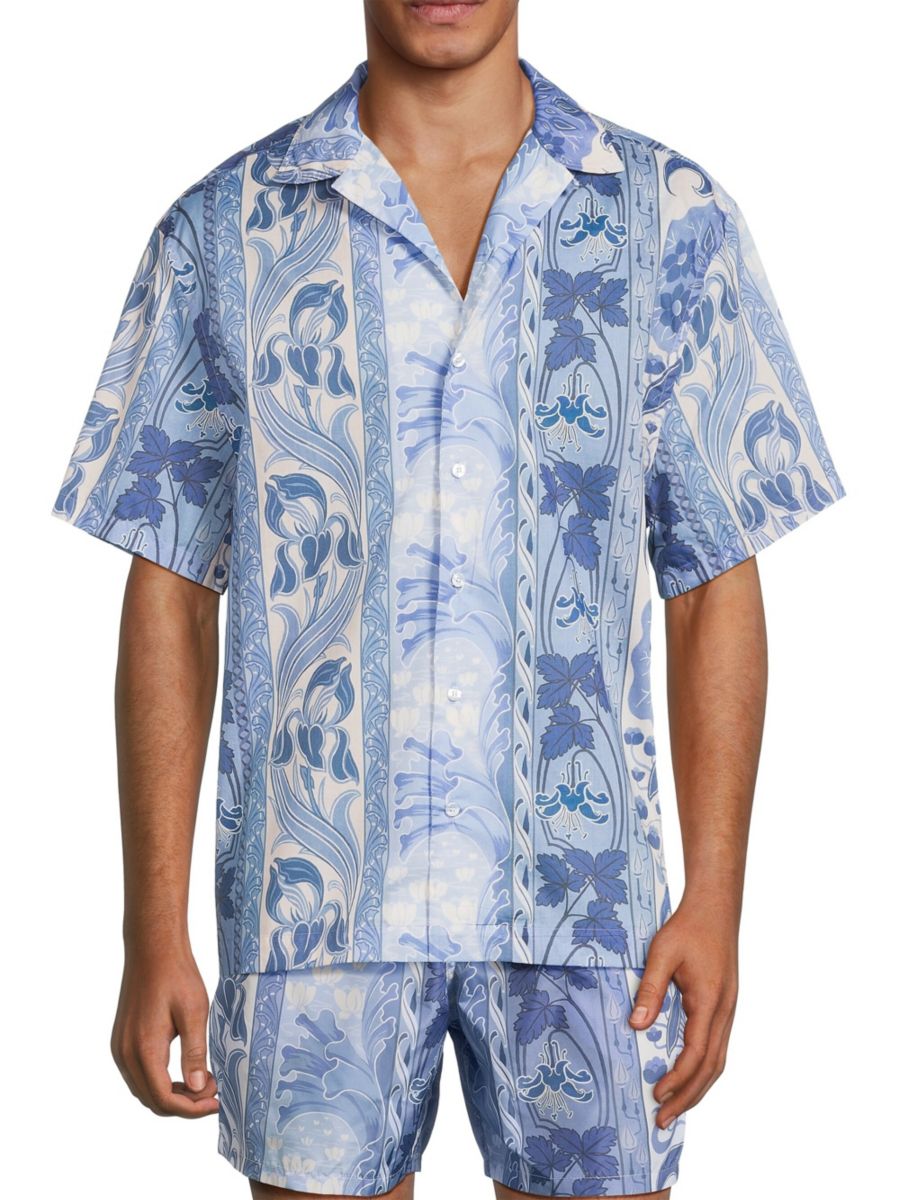 

Рубашка с коротким рукавом Paisley Bowling Etro, цвет Pale Blue Print
