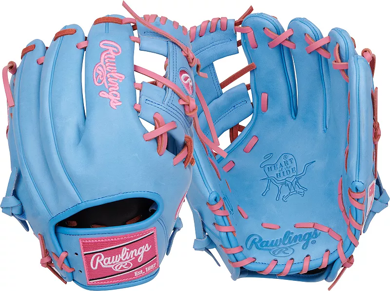 

Перчатки Rawlings 11,5 дюймов Heart of the Hide серии R2G, 2024 г, синий/розовый