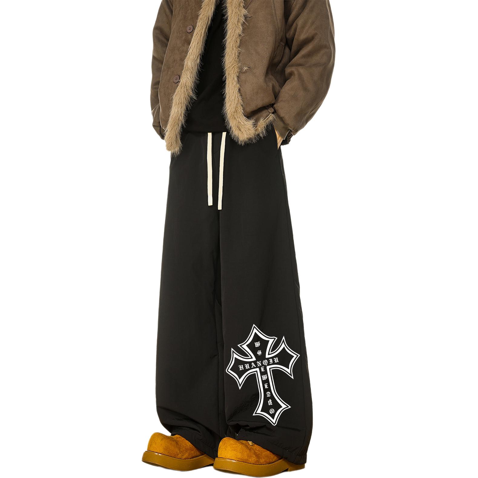 

Повседневные брюки Unisex утепленные с флисовой подкладкой прямого кроя HUANQIU, черный