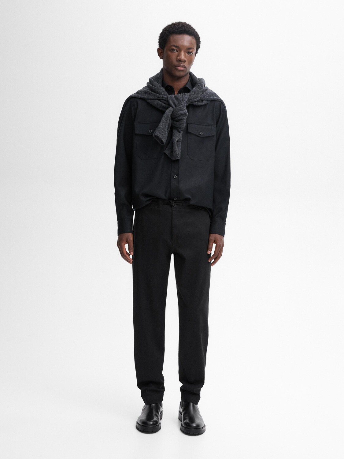 

Рубашка из смесовой шерсти с карманами Massimo Dutti, синий