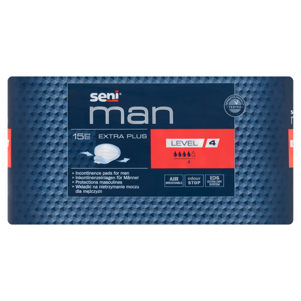 

Анатомические подгузники для мужчин 4 уровня, 15 шт./1 уп. Seni Man extra plus