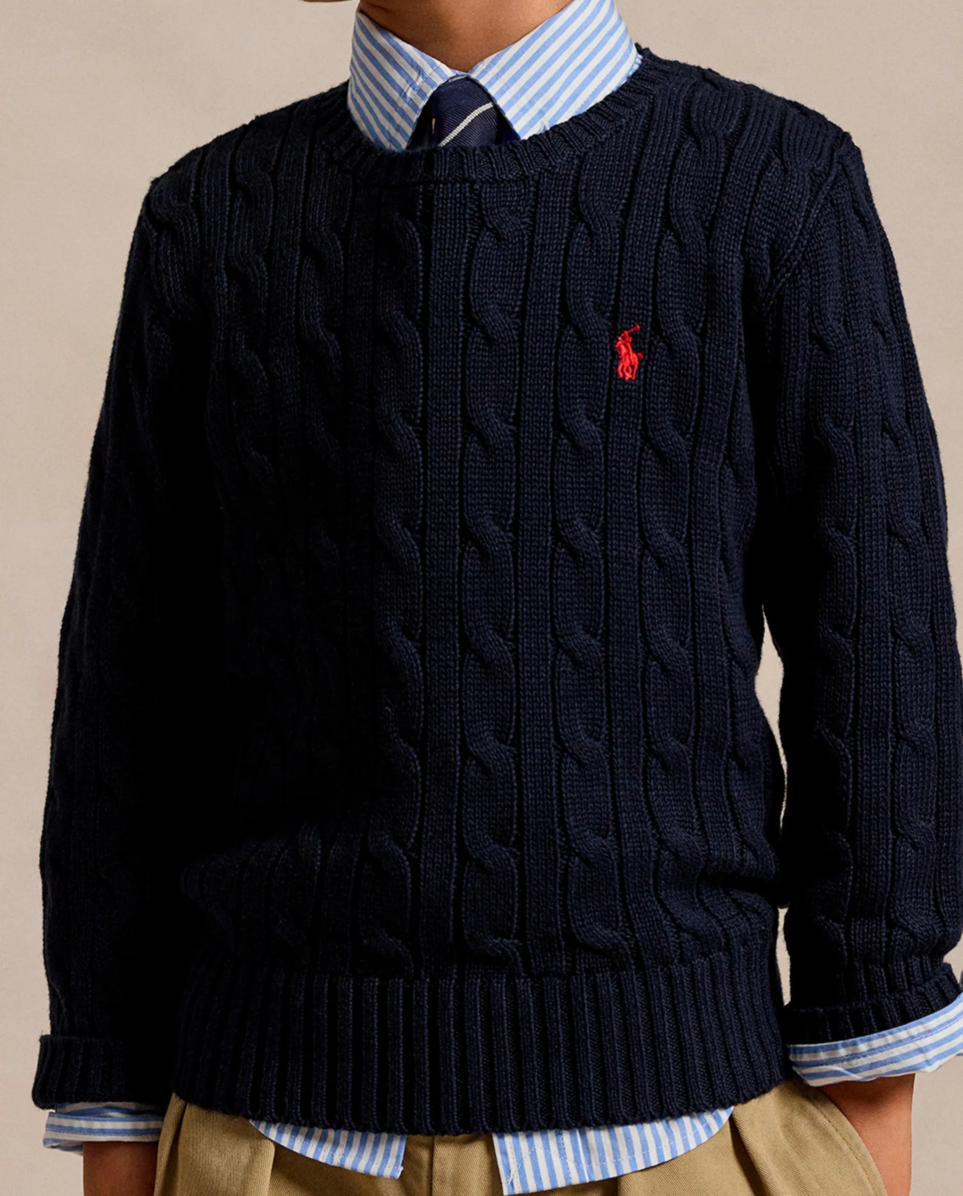 Унисекс джемпер из хлопка с узором "восьмерка" Polo Ralph Lauren, темно-синий — фото 4