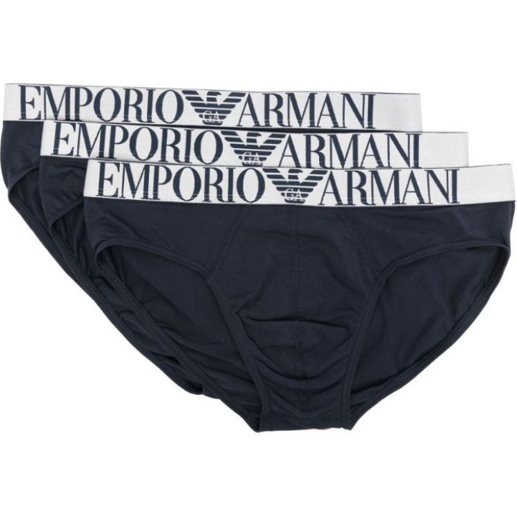 

Комплект из трех трусов из хлопка с жаккардовым логотипом EMPORIO ARMANI, 3 Pack (Marine Blue)