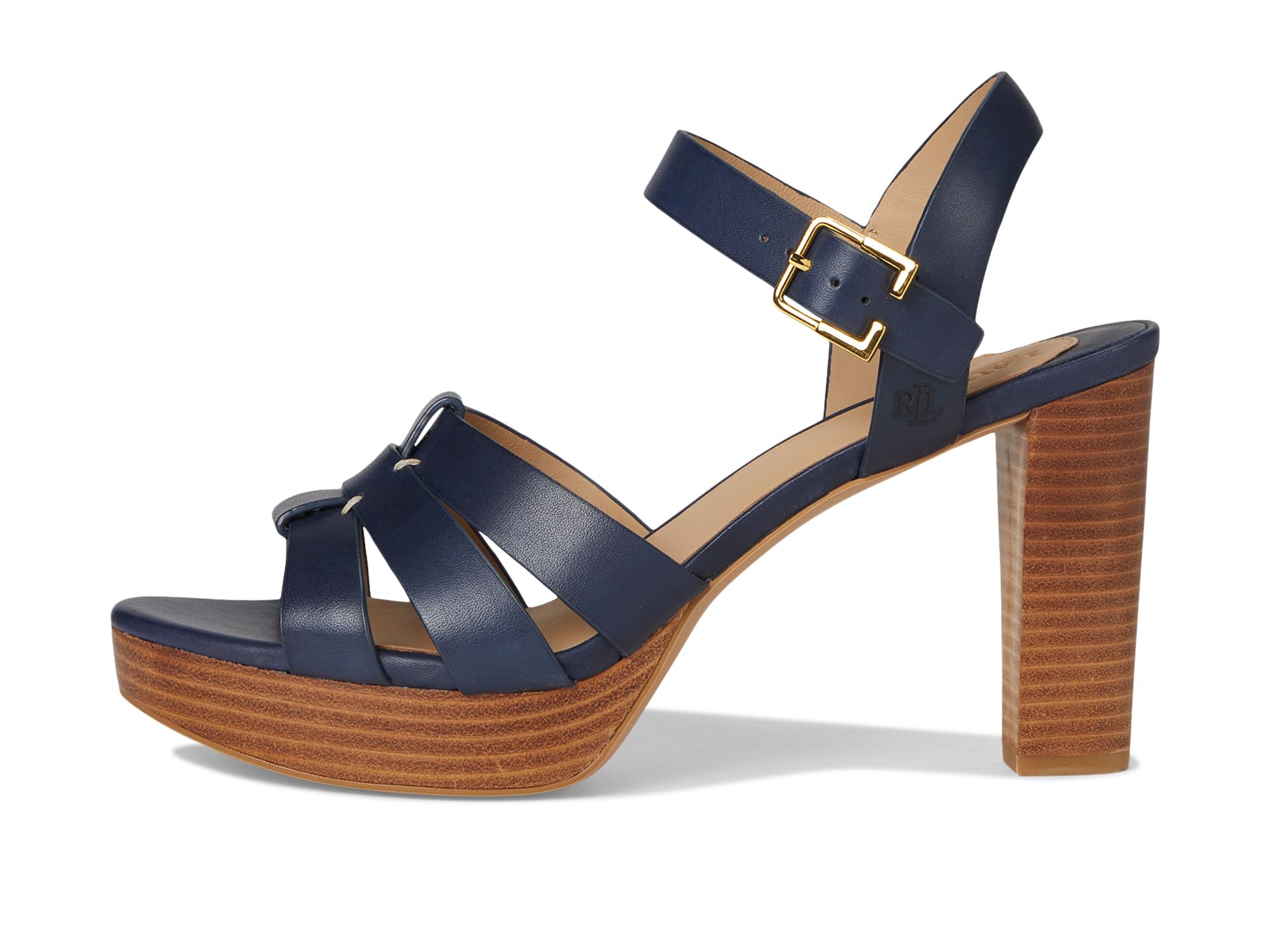 Сандалии Lauren Ralph Lauren Soffia Burnished Leather Sandals, цвет Refined Navy — фото 4