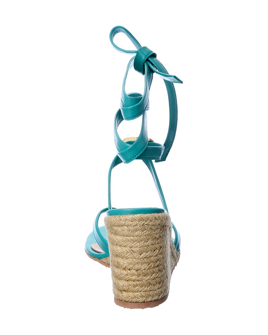 Gianvito Rossi Ribbon Beachclub 85 Leather Wedge Sandal, синий — фото 3