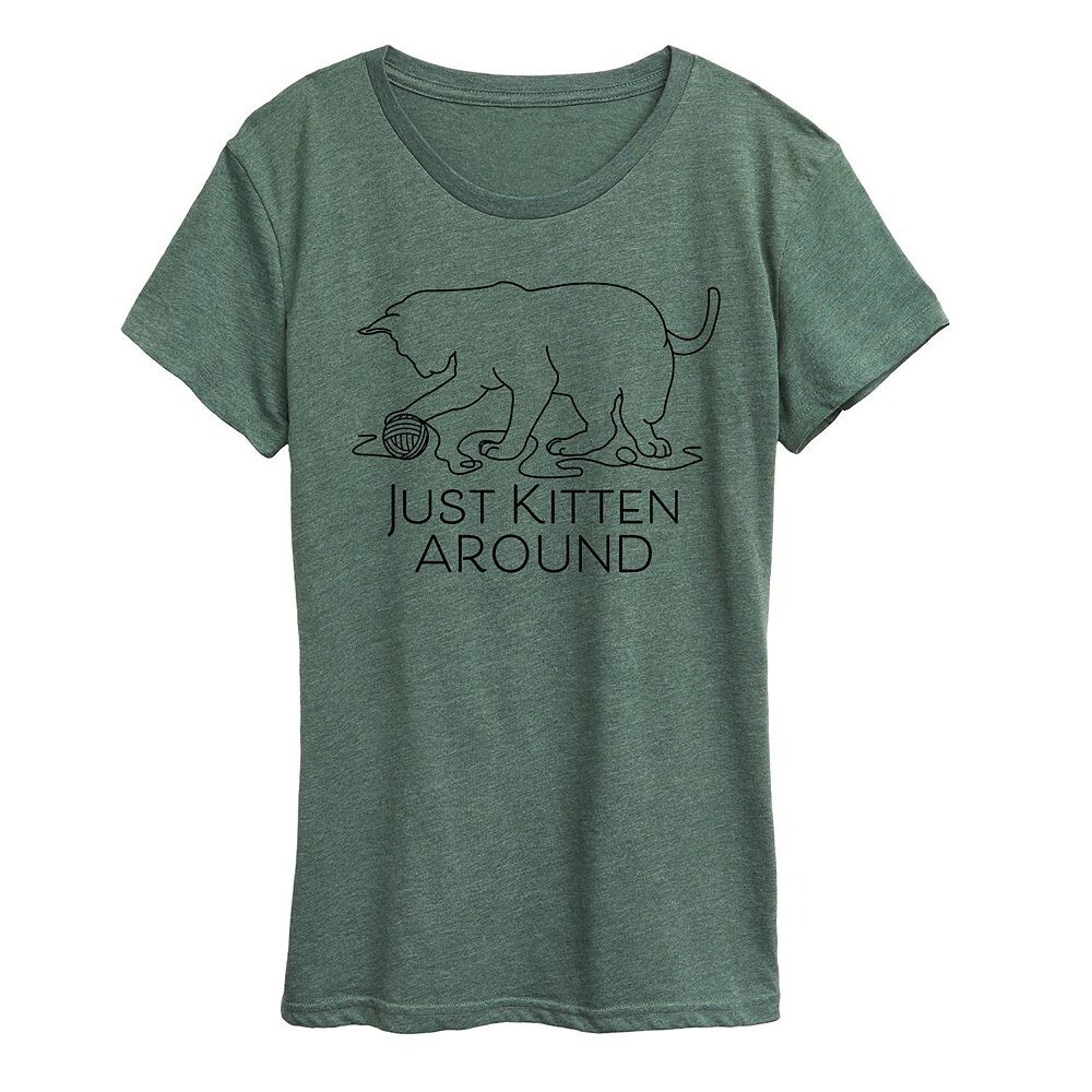 

Женская футболка Just Kitten с графическим рисунком, цвет Heather Green