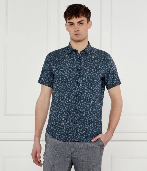

Льняная рубашка c-roan-ken-sh-c1-251 Slim fit Boss, синий