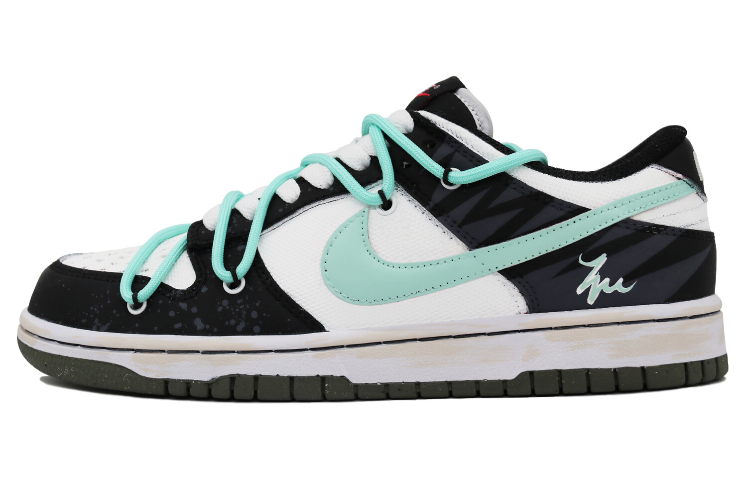 

Кроссовки Nike Dunk Skateboarding Shoes Men Low-top Black/white/green, черный