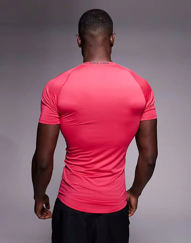 Футболка Nike Training Pro Dri-FIT облегающего кроя, розового цвета — фото 3