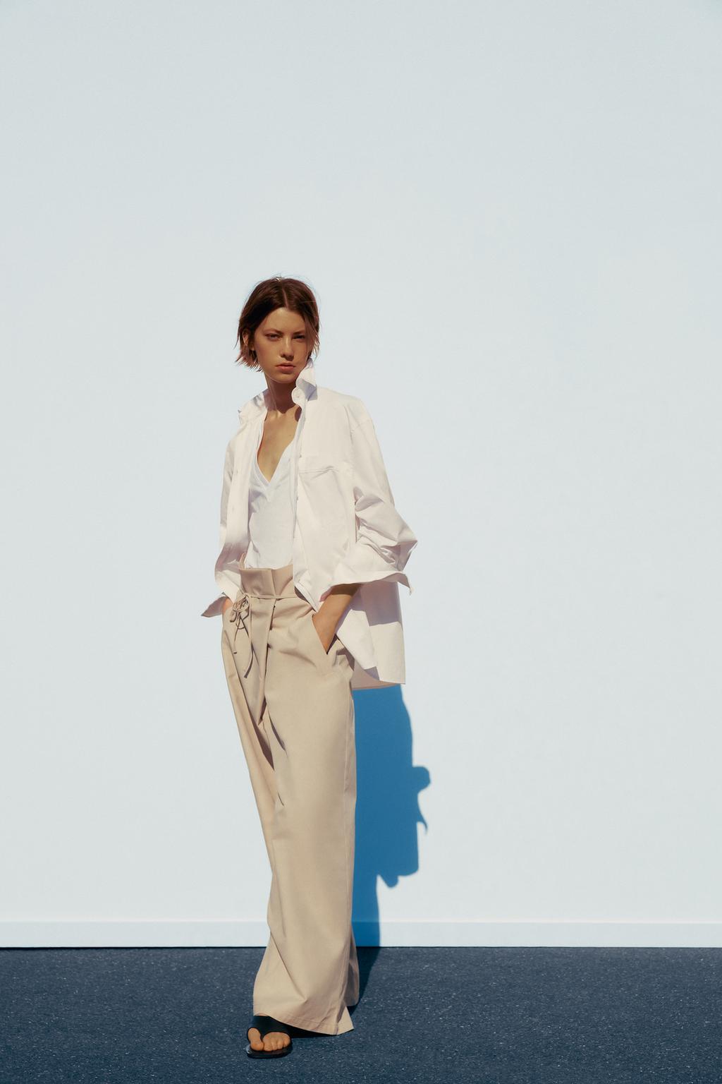 

Брюки с высокой талией ZARA, кэмел