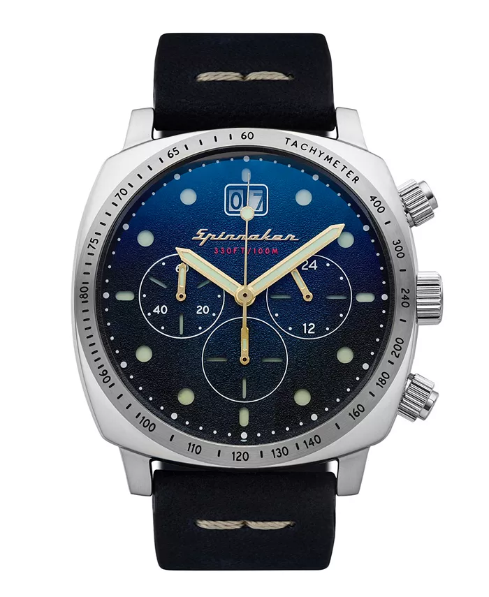 

Мужские часы Hull Chrono с ремешком из натуральной кожи синего цвета, диаметр 42 мм Spinnaker, синий