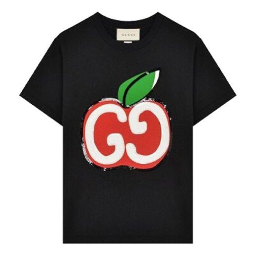 

Футболка (WMNS) Gucci GG Apple Printed Short Sleeve Black