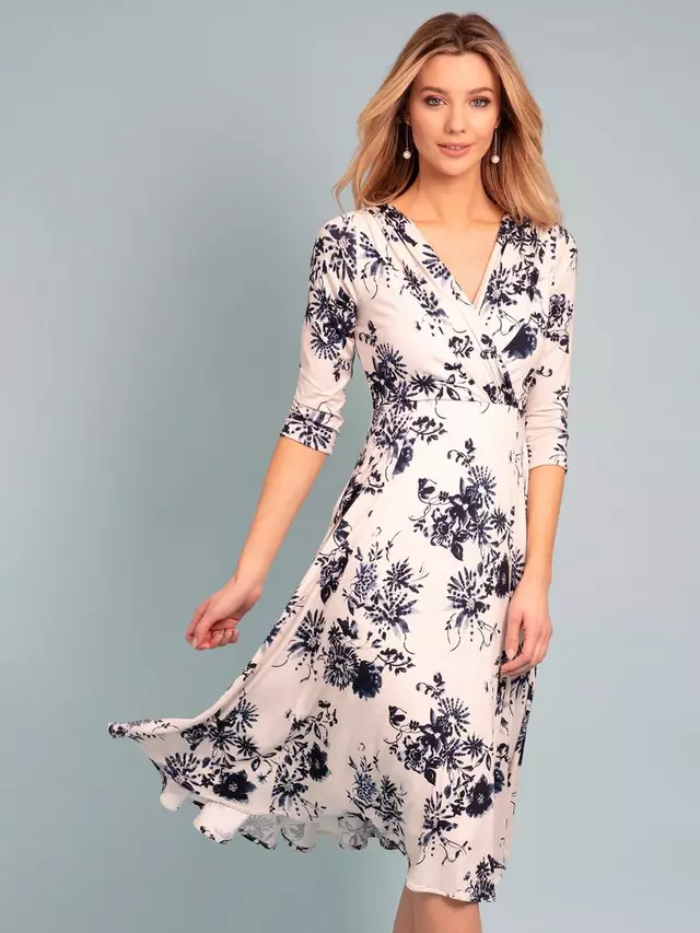 

Платье Alie Street Annie Floral Print Jersey Midi, цвет oyster/blue