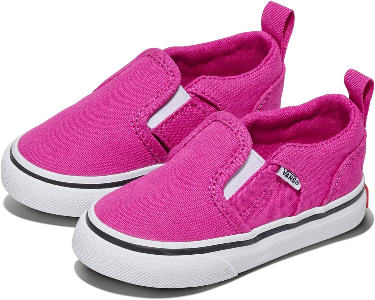 Vans Unisex-Child Asher V Slip-on | Детские кроссовки для мальчиков и девочек, удобная обувь, Canvas Raspberry Rose — фото 2