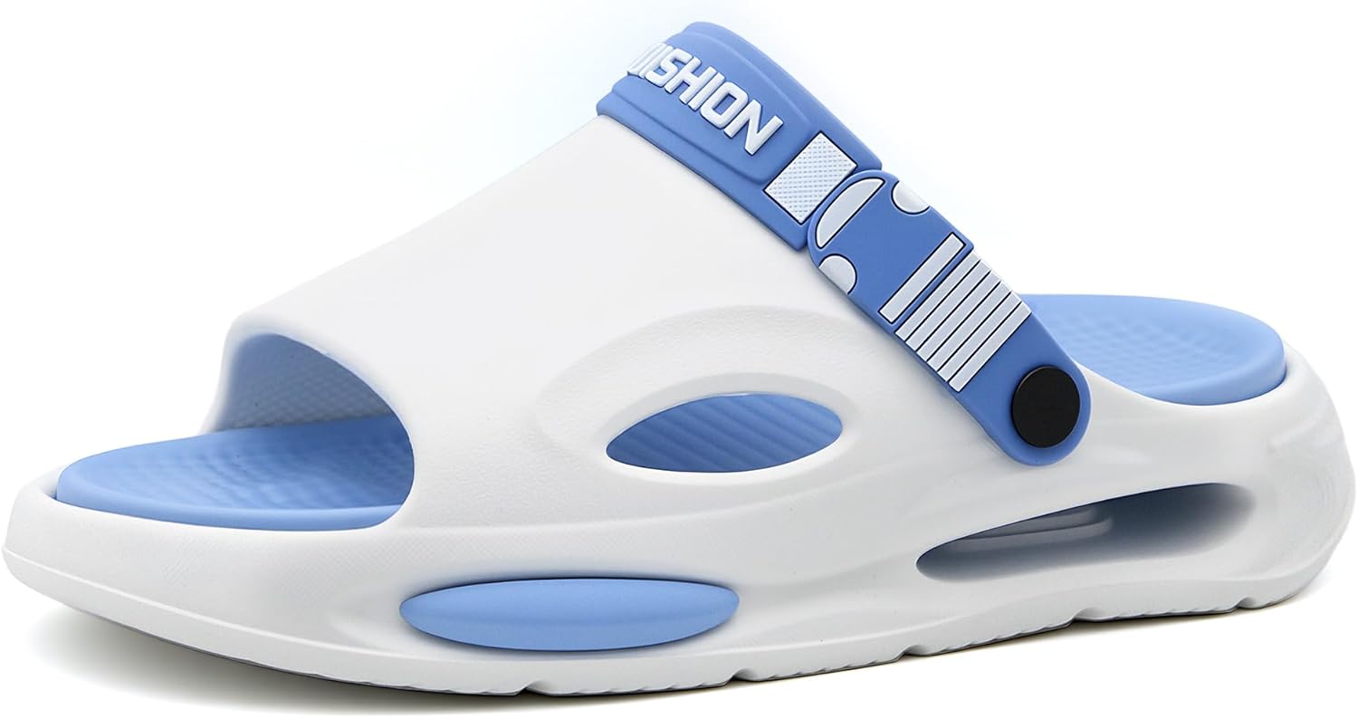 

Мужские сандалии Jerzmy Cushioned Slides, ультракомфортные мужские тапочки, спортивные сандалии с поддержкой свода стопы и задним ремешком, открытый носок, для дома, улицы, пляжа, сада и путешествий, белый/синий