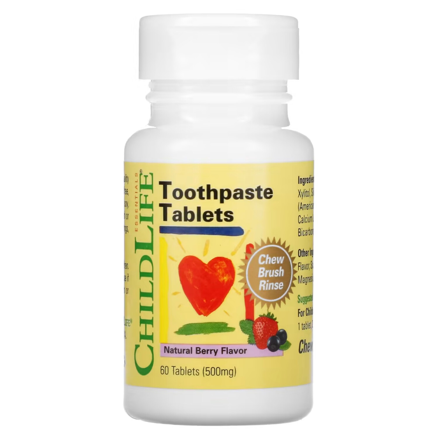 

Таблетки ChildLife Essentials Natural Berry с зубной пастой, 60 таблеток