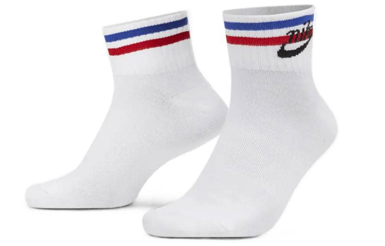 Носки Nike Everyday Ankle Alphabet Logo Pattern Casual Sports Socks 3 Pairs White, белый — фото 3