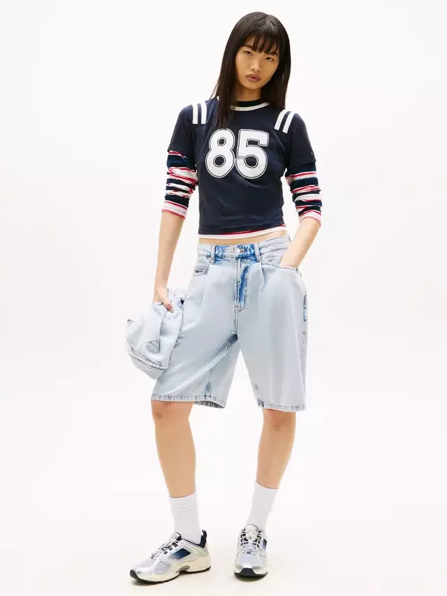 Приталенная университетская футболка, темно-синяя Tommy Hilfiger — фото 2