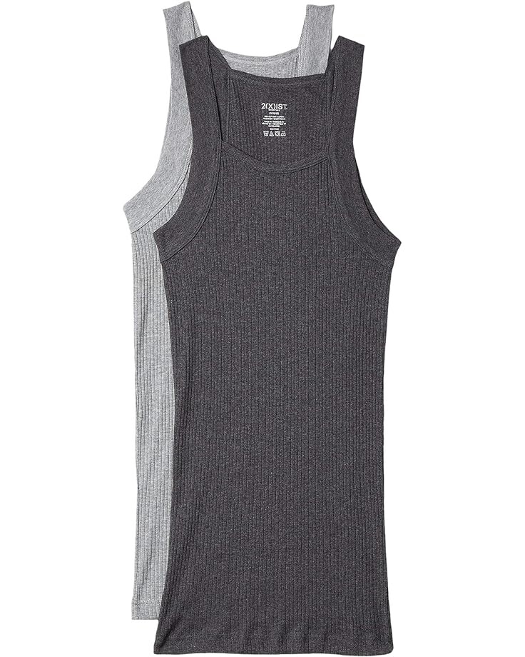 

Майка 2(X)IST 2-Pack ESSENTIAL Square-Cut Tank, цвет Charcoal Heather/Grey Heather