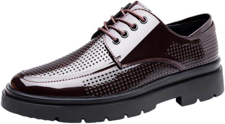 

Мужские стильные кожаные туфли с круглым носком однотонного цвета, с полиуретановым покрытием, большого размера, с резиновой подошвой, для работы и вечеринок Fusecottc, коричневый