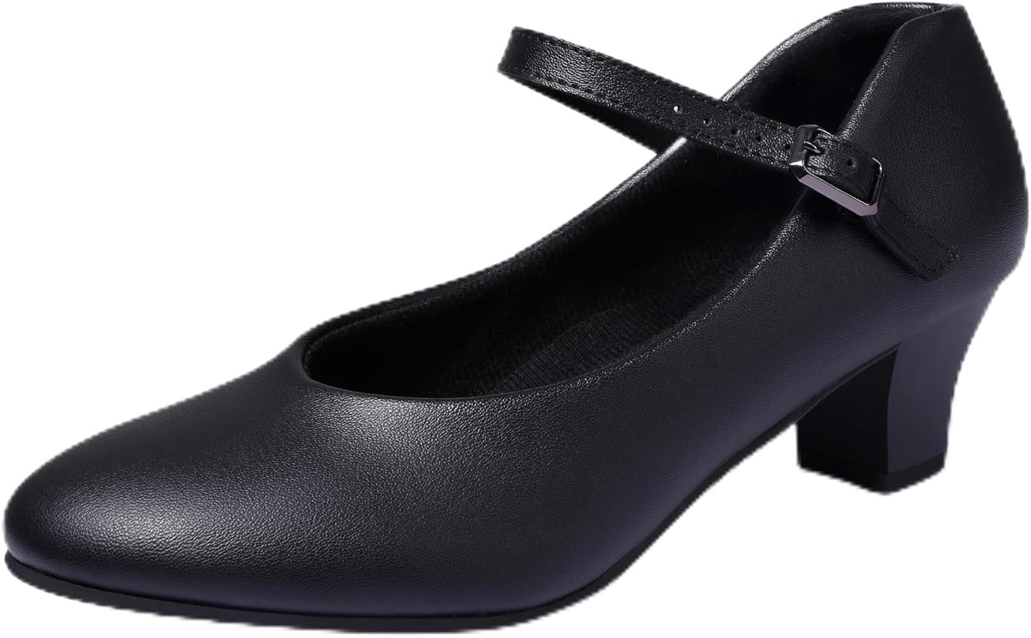 

Женские танцевальные туфли Linodes с ремешком на щиколотке из искусственной кожи, каблук 1,55''-UPD, черный